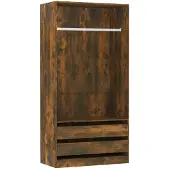 vidaXL Kledingkast 100x50x200 cm bewerkt hout gerookt eikenkleurig