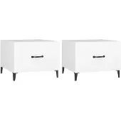 vidaXL Salontafel 2 st met metalen poten 50x50x40 cm wit