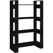 vidaXL Boekenkast/kamerscherm 80x35x125 cm massief grenenhout zwart