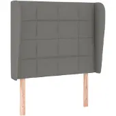 vidaXL Hoofdbord met randen 93x23x118/128 cm stof donkergrijs