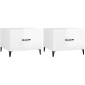 vidaXL Salontafels 2 st met metalen poten 50x50x40 cm hoogglans wit