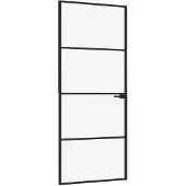 vidaXL Binnendeur 83x201,5 cm gehard glas en aluminium smal zwart