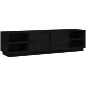 vidaXL Tv-meubel 156x40x40 cm massief grenenhout zwart