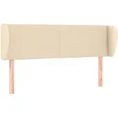 vidaXL Hoofdbord met randen 147x23x78/88 cm stof crèmekleurig