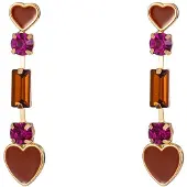 Go Dutch Label Oorknoppen heart drop stone Fuchsia
