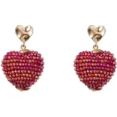 Go Dutch Label Oorknoppen full on beads hartje Fuchsia