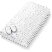 Beurer Elektrische deken 2 persoons - Elektrische onderdeken 150x140cm - 2 Warmtezones - 2 Schakelaars - BSS (Safety System) - Ademend fleece - Wit