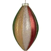 Clayre & Eef Kerstbal Ø 8x15 cm Rood Groen Glas Kerstboomversiering Rood Kerstboomversiering