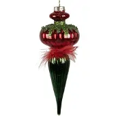 Clayre & Eef Kerstbal 18 cm Rood Groen Glas Kerstboomversiering Rood Kerstboomversiering