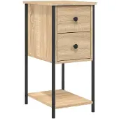 vidaXL Nachtkastje 32x42x70 cm bewerkt hout sonoma eikenkleurig
