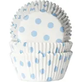 House of Marie Cupcake Vormpjes Stip Wit/Baby Blauw - pk/50