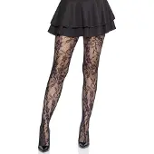 Leg avenue - Seamless Floral Lace Net panty - Zwart