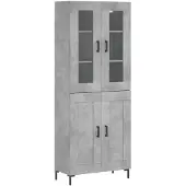 vidaXL Hoge kast 69,5x34x180 cm bewerkt hout betongrijs