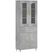 vidaXL Hoge kast 69,5x34x180 cm bewerkt hout betongrijs
