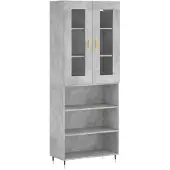 vidaXL Hoge kast 69,5x34x180 cm bewerkt hout betongrijs