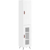 vidaXL Hoge kast 34,5x34x180 cm bewerkt hout hoogglans wit