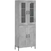 vidaXL Hoge kast 69,5x34x180 cm bewerkt hout betongrijs