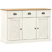 vidaXL Dressoir met lades VIGO 113x40x75 cm massief grenenhout wit