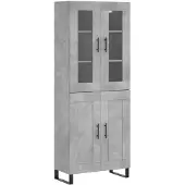 vidaXL Hoge kast 69,5x34x180 cm bewerkt hout betongrijs