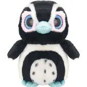 Wild Planet Pluche pinguïn knuffel - Zwart/wit met glitter ogen - 17 cm