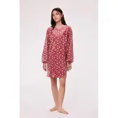 Woody Studio slaapkleed velours meisjes/dames - roze - bolletjes - 232-12-YDE-V/956 - maat 152