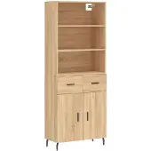 vidaXL Hoge kast 69,5x34x180 cm bewerkt hout sonoma eikenkleurig