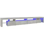 vidaXL Tv-meubel met LED-verlichting 290x36,5x40 cm betongrijs