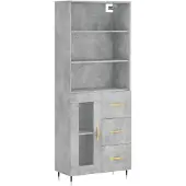 vidaXL Hoge kast 69,5x34x180 cm bewerkt hout betongrijs