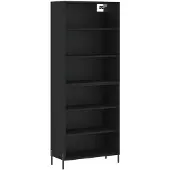 vidaXL Hoge kast 69,5x32,5x180 cm bewerkt hout zwart