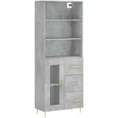 vidaXL Hoge kast 69,5x34x180 cm bewerkt hout betongrijs