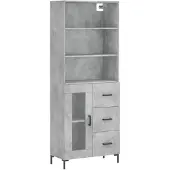 vidaXL Hoge kast 69,5x34x180 cm bewerkt hout betongrijs