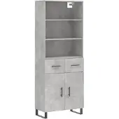 vidaXL Hoge kast 69,5x34x180 cm bewerkt hout betongrijs
