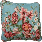 Clayre & Eef Kussenhoes 40x40 cm Blauw Roze Katoen Polyester Bloemen Sierkussenhoes Blauw Sierkussenhoes