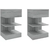vidaXL Nachtkastjes 2 st 40x35x65 cm bewerkt hout grijs sonoma eiken