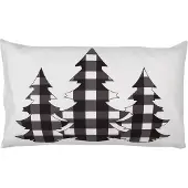 Clayre & Eef Kussenhoes 30x50 cm Wit Zwart Polyester Kerstbomen Sierkussenhoes Wit Sierkussenhoes