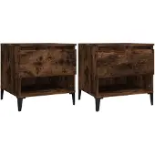 vidaXL Bijzettafels 2 st 50x46x50 cm bewerkt hout gerookt eikenkleurig