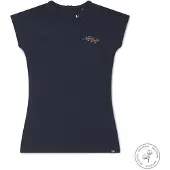 Koko Noko T-shirtjurk Niya met glitters donkerblauw Meisjes Stretchkatoen Ronde hals - maat 86/92 - feestmode / kerstoutfit