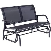 Outsunny - Schommelbank - Tuinschommel - Tweezitter - Metaal - 70 x - 88 cm - Zwart