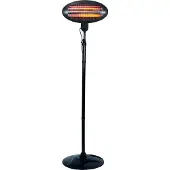 Kippers Rijssen Staande terrasverwarmer, 2000 W, quartz, met trekschakelaar, kantelbeveiliging, 3 warmteniveaus, in hoogte verstelbaar, plensdicht, metaal, zwart