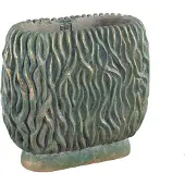 Ptmd Brendan Green Cement Oval Pot Carved Gold Finish L (Groen, 40x36x20cm)