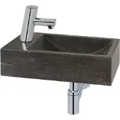 Saqu Nature Collection fonteinset met chromen kraan met autostop links natuursteen