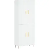 vidaXL Hoge kast, wit, 69,5 x 34 x 180 cm, houtvezel