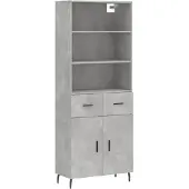 vidaXL Hoge kast 69,5x34x180 cm bewerkt hout betongrijs