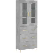 vidaXL Hoge kast 69,5x34x180 cm bewerkt hout betongrijs