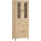 vidaXL Hoge kast 69,5x34x180 cm bewerkt hout sonoma eikenkleurig