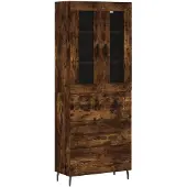 vidaXL Hoge kast 69,5x34x180 cm bewerkt hout gerookt eikenkleurig