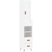 vidaXL Hoge kast 34,5x34x180 cm bewerkt hout hoogglans wit