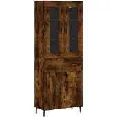 vidaXL Hoge kast 69,5x34x180 cm bewerkt hout gerookt eikenkleurig