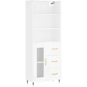 vidaXL Hoge kast 69,5x34x180 cm bewerkt hout wit