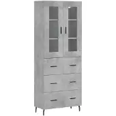 vidaXL Hoge kast 69,5x34x180 cm bewerkt hout betongrijs